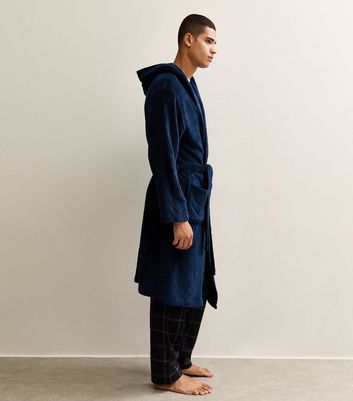 Navy Relaxed Hooded Dressing Gown