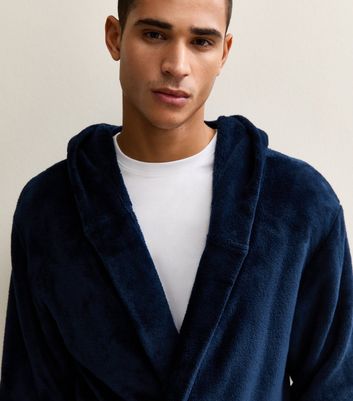 Navy Relaxed Hooded Dressing Gown