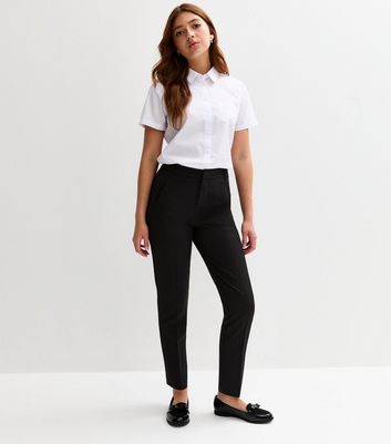 Girls Black Folded Leg School Trousers