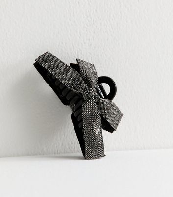 Black Diamante Bow Hair Clip 4 Black Diamante Bow Hair Clip