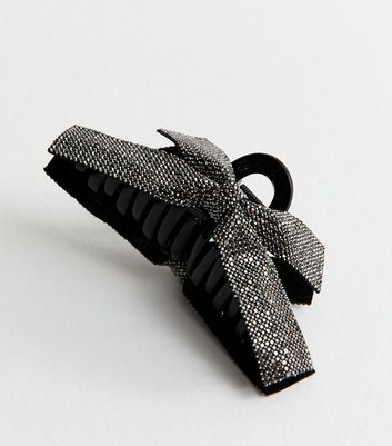 Black Diamante Bow Hair Clip 5 Black Diamante Bow Hair Clip