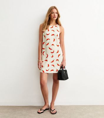 Red Chilli Print Shift Mini Dress