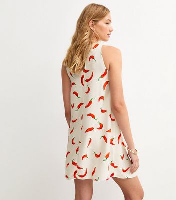 Red Chilli Print Shift Mini Dress
