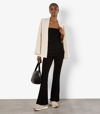 Apricot Black Flared Jersey Trousers