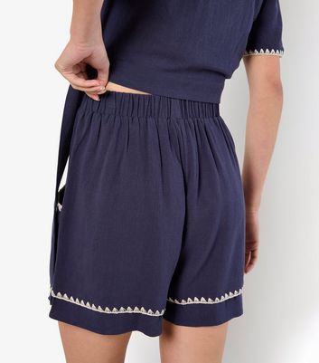 Apricot Navy Blanket Stitch Shorts 3 Apricot Navy Blanket Stitch Shorts