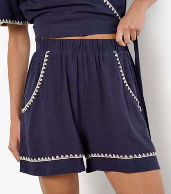 Apricot Navy Blanket Stitch Shorts 4 Apricot Navy Blanket Stitch Shorts