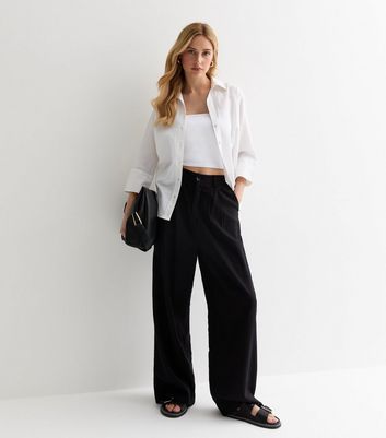 White Linen-Look 3/4 Sleeve Shirt