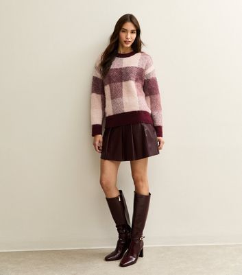 Red Brushed Checked Jumper