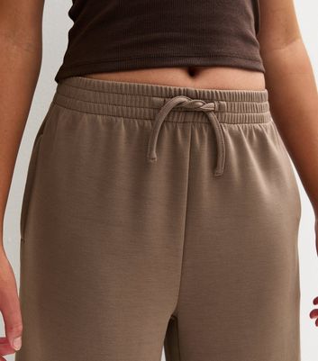 Girls Light Brown Soft Touch Wide Leg Joggers