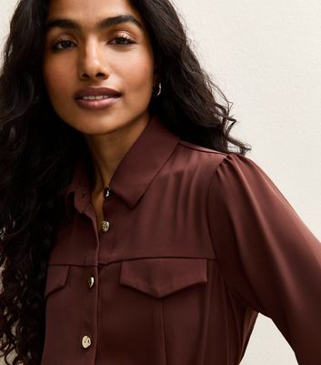 Petite Brown Shirt Mini Dress 3 Petite Brown Shirt Mini Dress