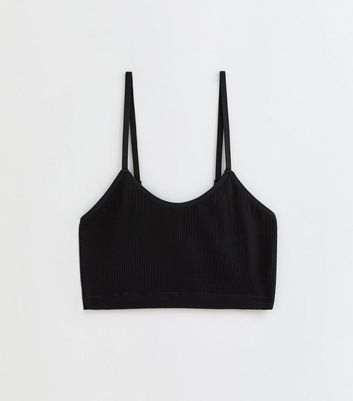 Girls Black Ribbed Seamless Bralette