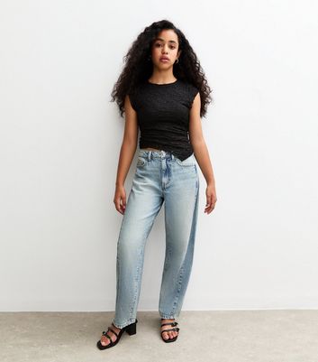 Girls Blue Barrel Leg Jeans