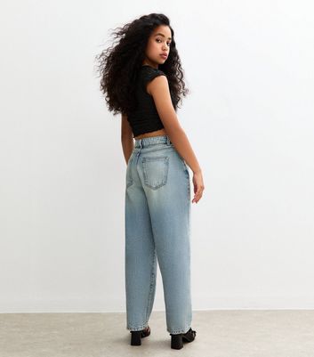 Girls Blue Barrel Leg Jeans 4 Girls Blue Barrel Leg Jeans