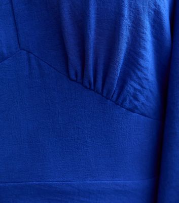 Bright Blue V-Neck Long Sleeve Mini Dress