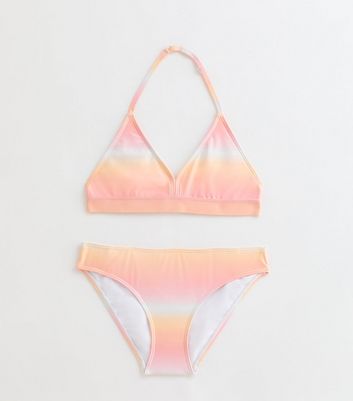 Girls Pink Ombre Triangle Bikini Set