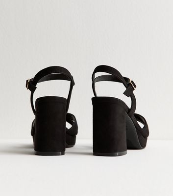 Black Faux Suede Cross Strap Heel Sandals 5 Black Faux Suede Cross Strap Heel Sandals