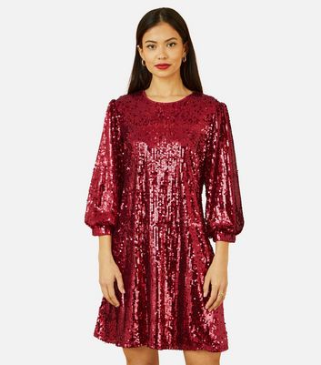 Yumi Burgundy Sequin Tunic Dress