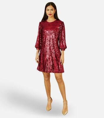Yumi Burgundy Sequin Tunic Dress