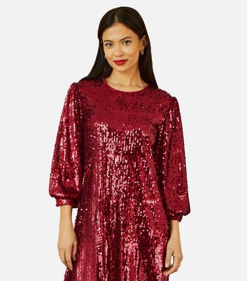 Yumi Burgundy Sequin Tunic Dress