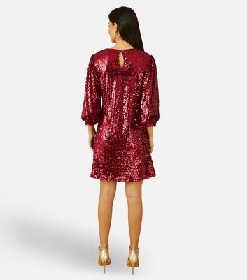 Yumi Burgundy Sequin Tunic Dress