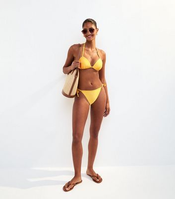 Yellow Tie Side Bikini Bottoms 3 Yellow Tie Side Bikini Bottoms