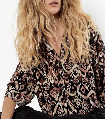 Apricot Black Patterned Boxy Shirt 4 Apricot Black Patterned Boxy Shirt