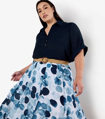 Apricot Curve Blue Printed Midi Skirt 4 Apricot Curve Blue Printed Midi Skirt