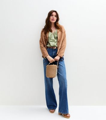 Green Ruffled Tie Neck Blouse