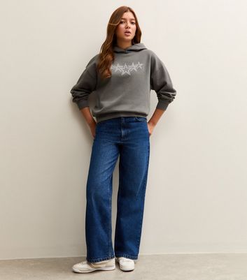 Girls Grey Diamante Star Studded Hoodie 3 Girls Grey Diamante Star Studded Hoodie