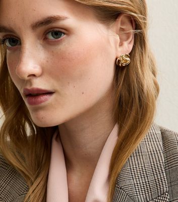 Gold Tone Rose Studs