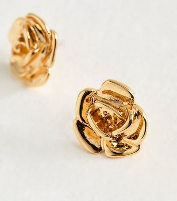 Gold Tone Rose Studs