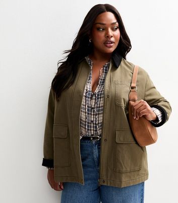 Curves Blue Checked Tie Neck Blouse