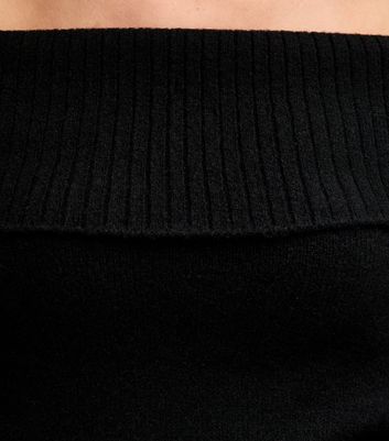 Girls Black Fold Over Bardot Knitted Jumper 5 Girls Black Fold Over Bardot Knitted Jumper