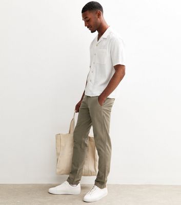 Jack & Jones Khaki Drawstring Waist Straight Leg Trousers