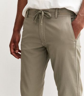 Jack & Jones Khaki Drawstring Waist Straight Leg Trousers