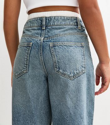 Girls Blue Double Waistband Wide Leg Jeans 5 Girls Blue Double Waistband Wide Leg Jeans