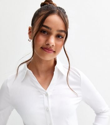 Girls White Long Sleeved School Shirt