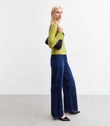 Green Frilly Trimmed Ribbed Top