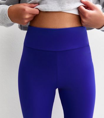 Girls Blue High Waist Sports Leggings