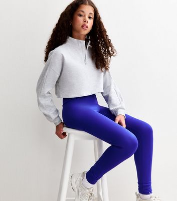 Girls Blue High Waist Sports Leggings 3 Girls Blue High Waist Sports Leggings