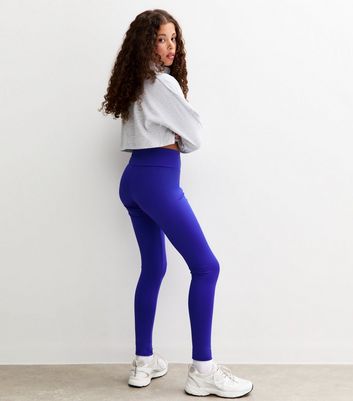 Girls Blue High Waist Sports Leggings 4 Girls Blue High Waist Sports Leggings