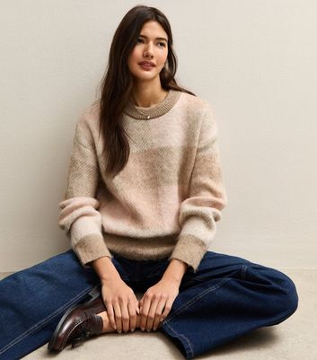 Pink Brushed Checked Jumper