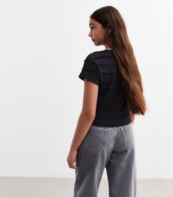 Girls Black Ruffle Lace T-Shirt 4 Girls Black Ruffle Lace T-Shirt