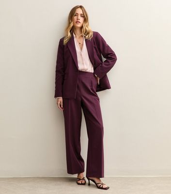 Burgundy Pull On Wide Leg Trousers