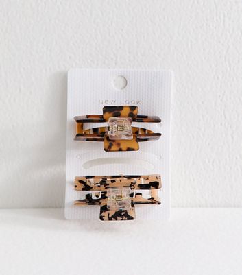 2 Pack of Brown Tortoiseshell Hair Claw Clips