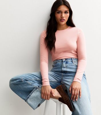 Pink Long Sleeve Crew Neck Top