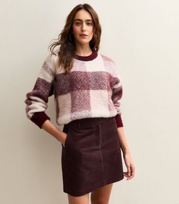 Burgundy Corduroy Mini Skirt