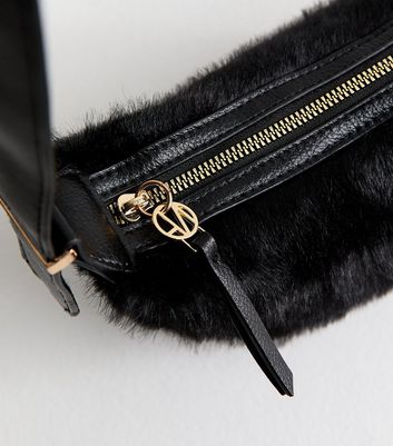 Black Faux Fur Sling Shoulder Bag 3 Black Faux Fur Sling Shoulder Bag