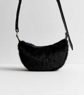 Black Faux Fur Sling Shoulder Bag 4 Black Faux Fur Sling Shoulder Bag