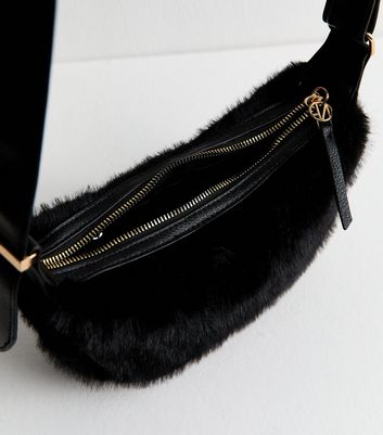Black Faux Fur Sling Shoulder Bag 5 Black Faux Fur Sling Shoulder Bag